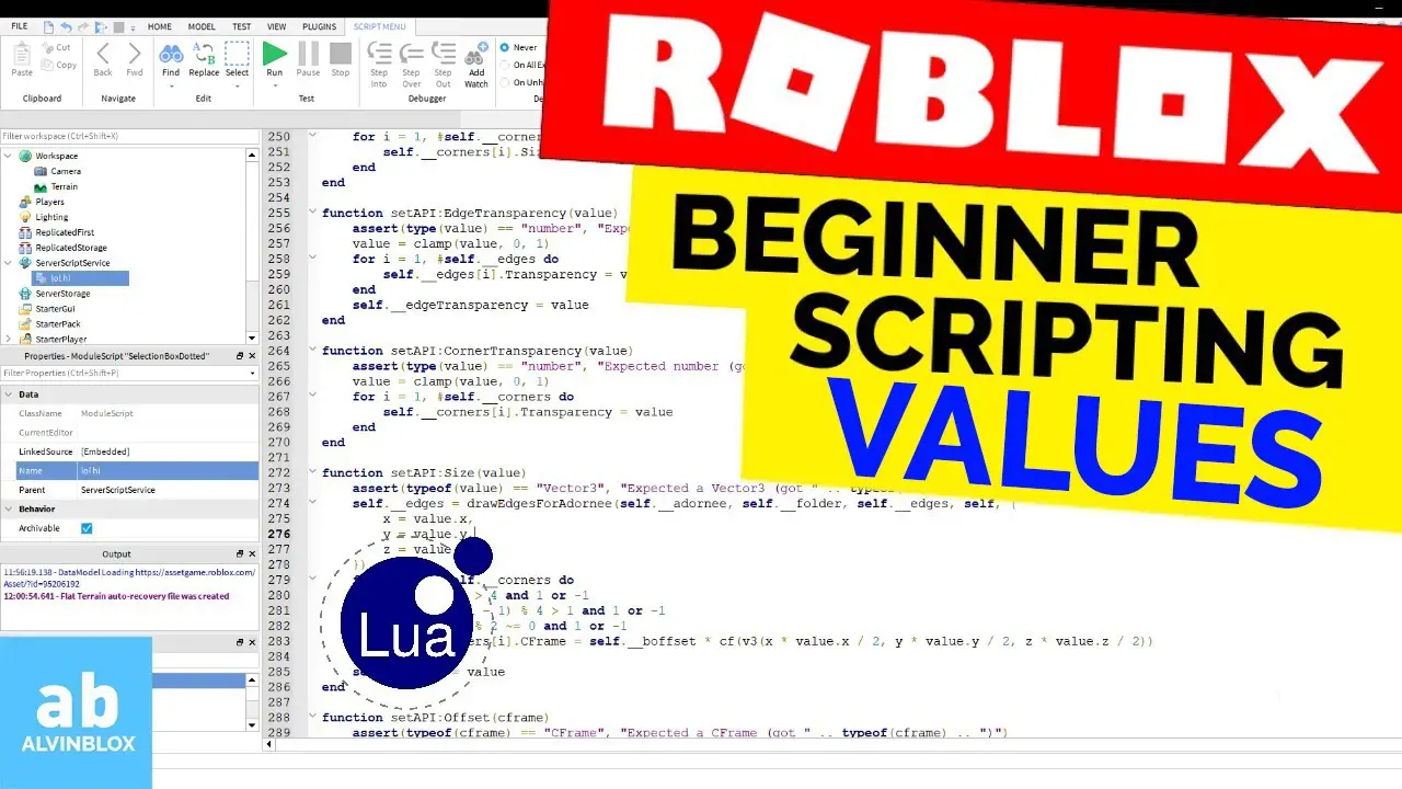 Values - Beginner Roblox Scripting #14 - BoolValues, StringValues, IntValues, etc..